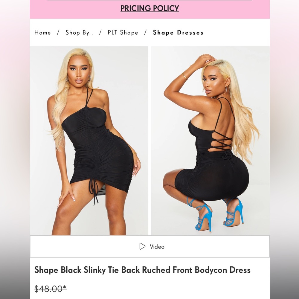 NWT PLT dress , ruched front , bodycon